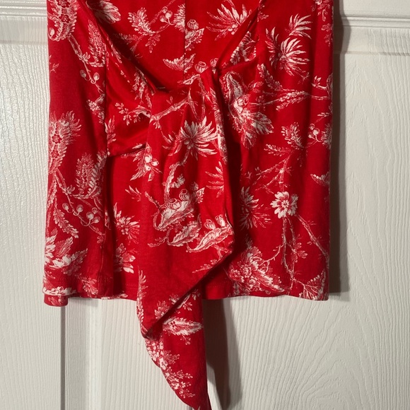 Maeve Sherbrooke Tie-Waist Top Red White Size XS - Picture 8 of 8